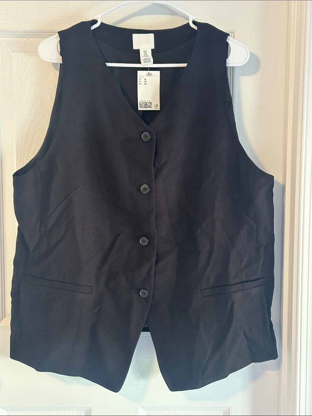 H&M Black linen Button-Front Vest